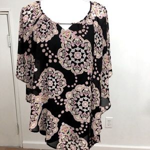 Floral Cape Over Black Tank size L